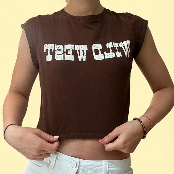 H&M Brown Wild West Crop Top - Picture 1 of 2